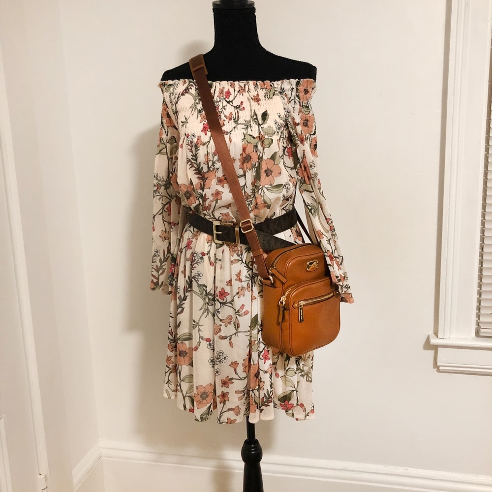 NEIMAN MARCUS OFF SHOULDER FLORAL PRINT DRESS, M